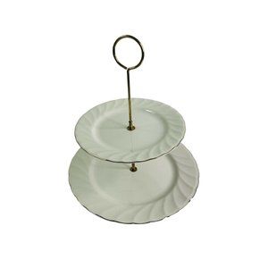 Dessert Hostess Plate Vintage 1989 Regal Manor Double Tier Porcelain 24k Trim